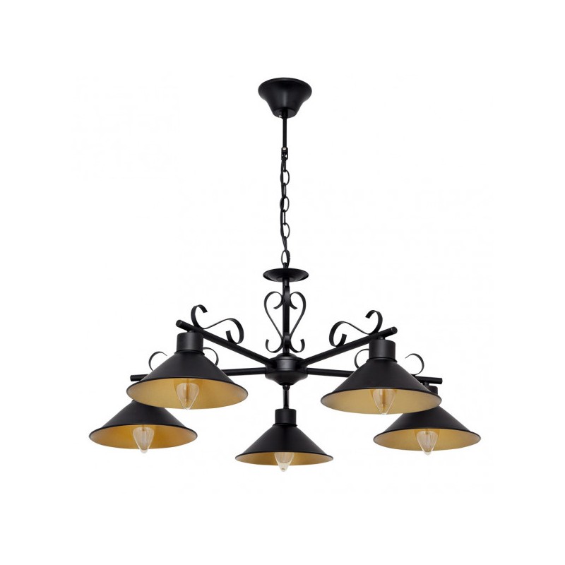 Colgante Azalea negro/oro 5 x E27 Fabrilamp